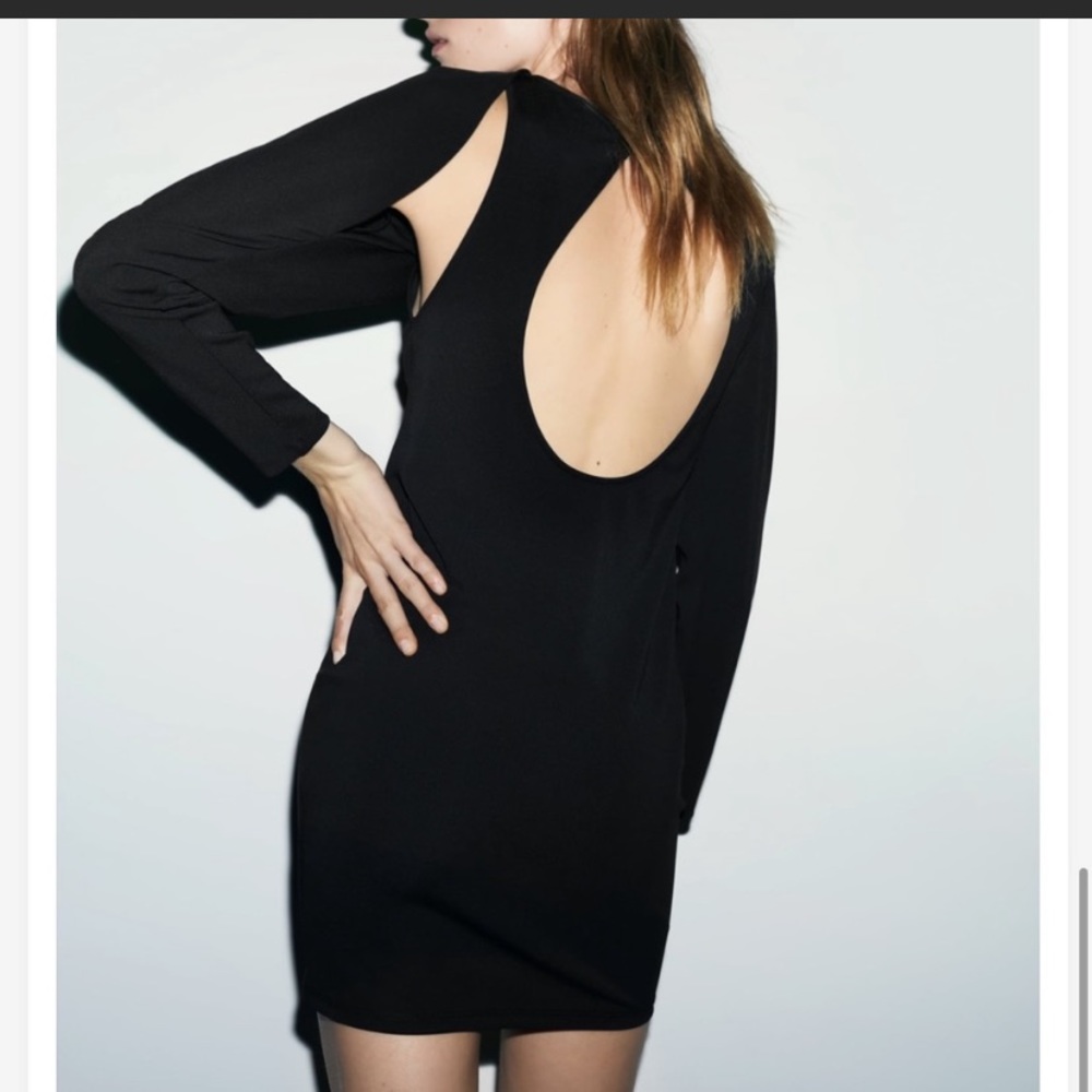 NWT Zara Black Overlay Knotted Draped Dress Medium M